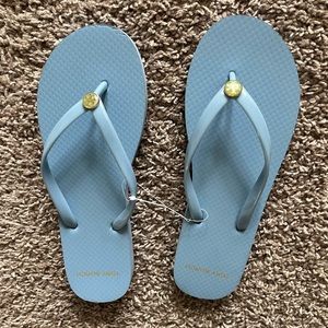 Blue Tory Burch flip flops